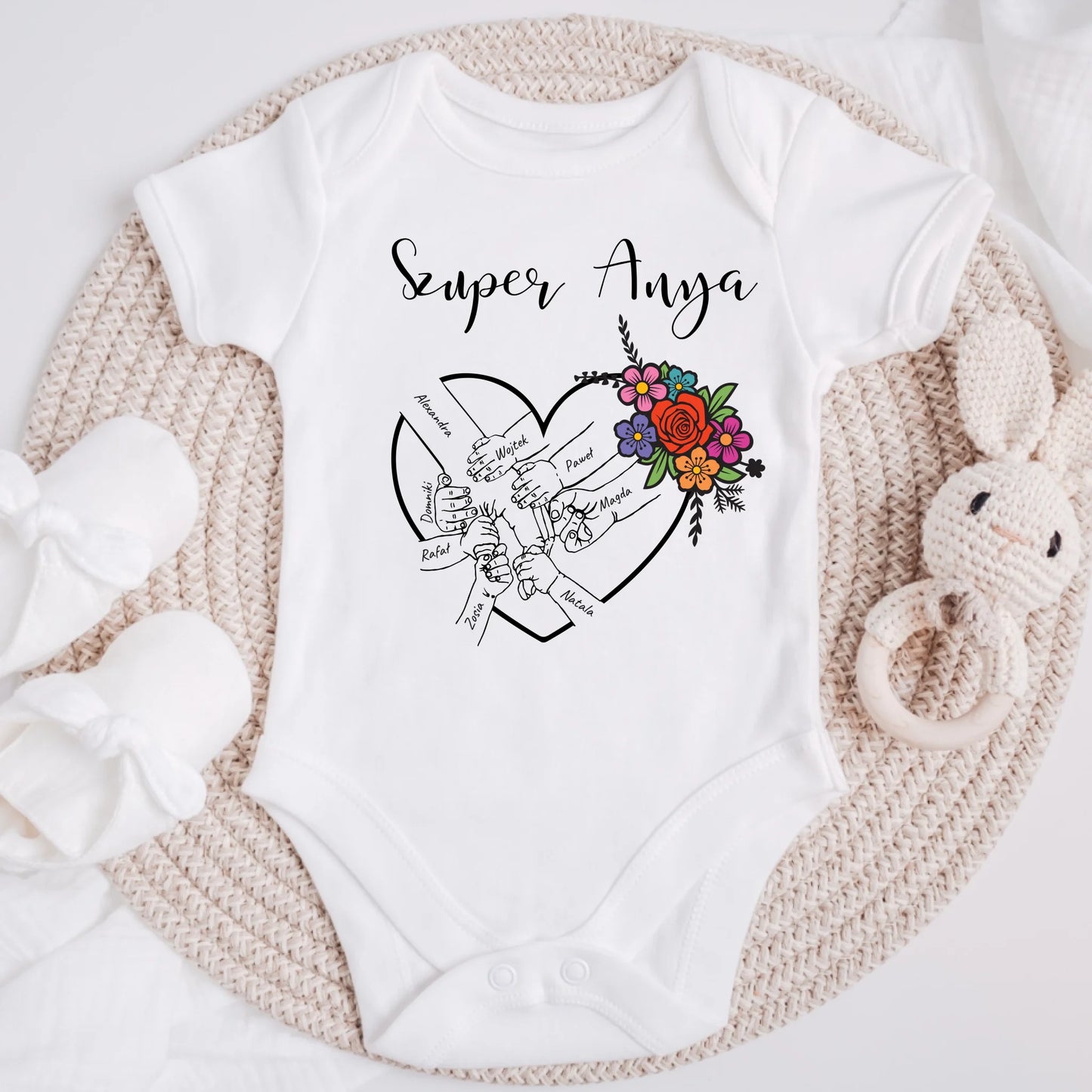 Szuperanya és gyermekek mintás póló – Személyre szabható – Ajándék anyák napjára #4190