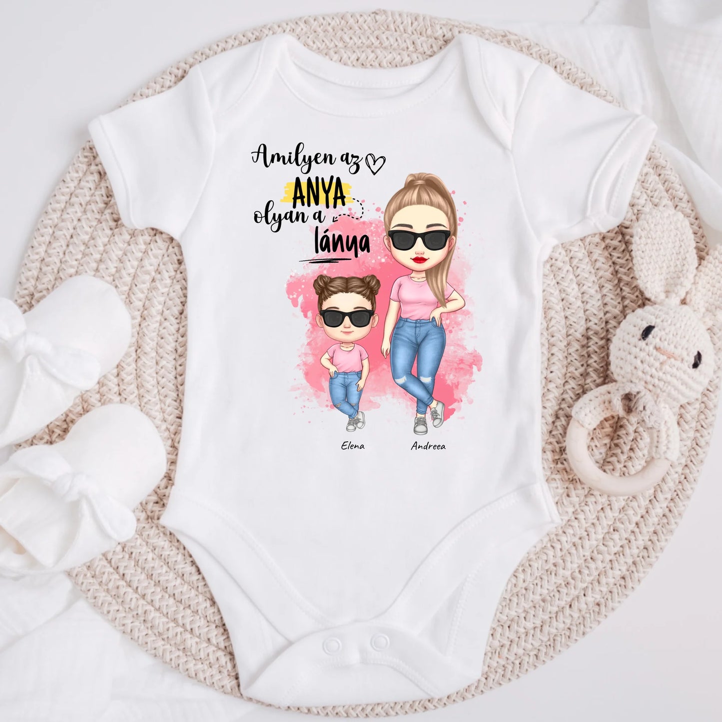 Póló ’Amilyen az anya, olyan a lánya/fia’ mintával – Személyre szabható – Ajándék anyák napjára #2741