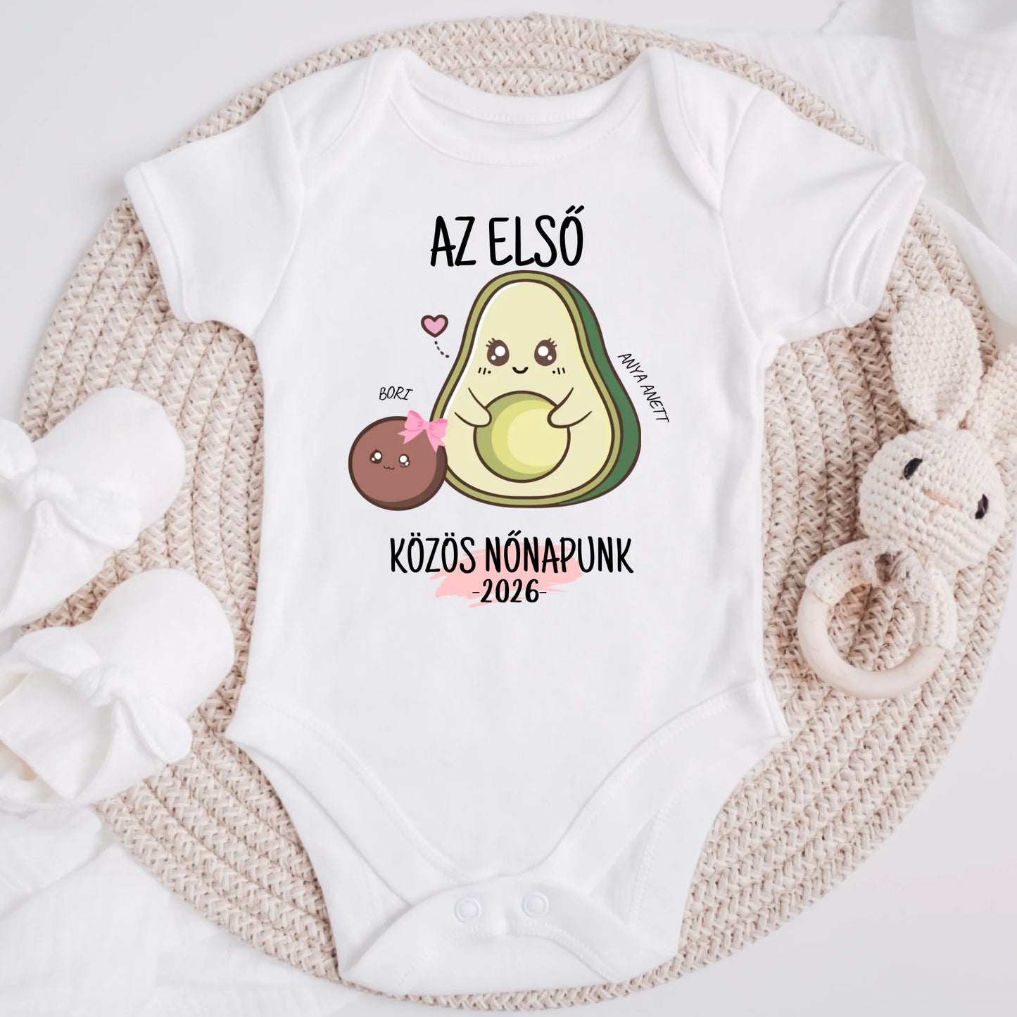 Személyre szabható póló anyának és lányának avokádó mintával - Ajándék nőnapra #2481