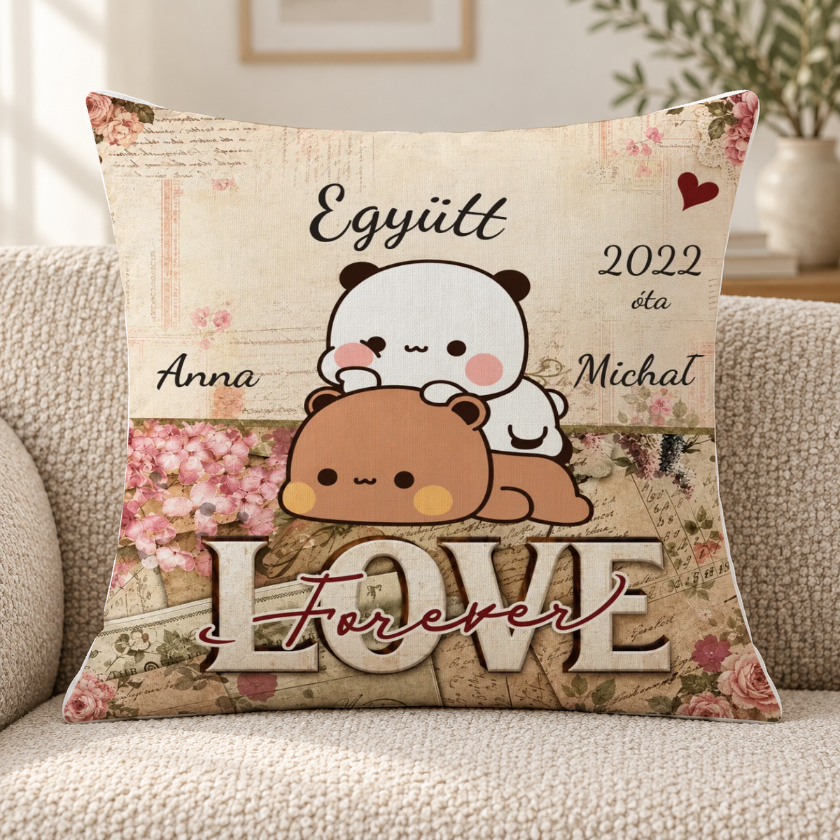 Poduszka dla par - razem od - Personalizowana #7478 — mockup cmu5z7rvz001bk10gn1ygpt65